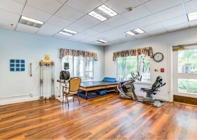 Rehabilitation room with exercise equipment